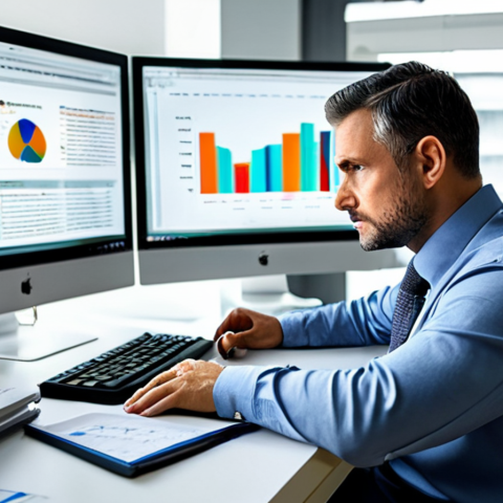 A professional male educator, fully clothed in a modest business casual outfit, sitting at a clean, modern desk in a well-lit home office. He is intently focused on a large, glowing computer monitor displaying complex data visualizations and open academic journal articles. Various digital screens are visible in the background, subtly suggesting a vast amount of information, but his expression conveys deep concentration and clarity. The scene emphasizes intellectual rigor and methodical research. perfect anatomy, correct proportions, natural pose, well-formed hands, proper finger count, natural body proportions, safe for work, appropriate content, professional dress, family-friendly, high-quality, ultra-detailed.