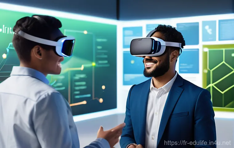 평생교육사와 온라인 교육 트렌드 - **Prompt: AI-Powered Adaptive Learning Experience**
    A diverse group of adults (ages 25-55), dres...